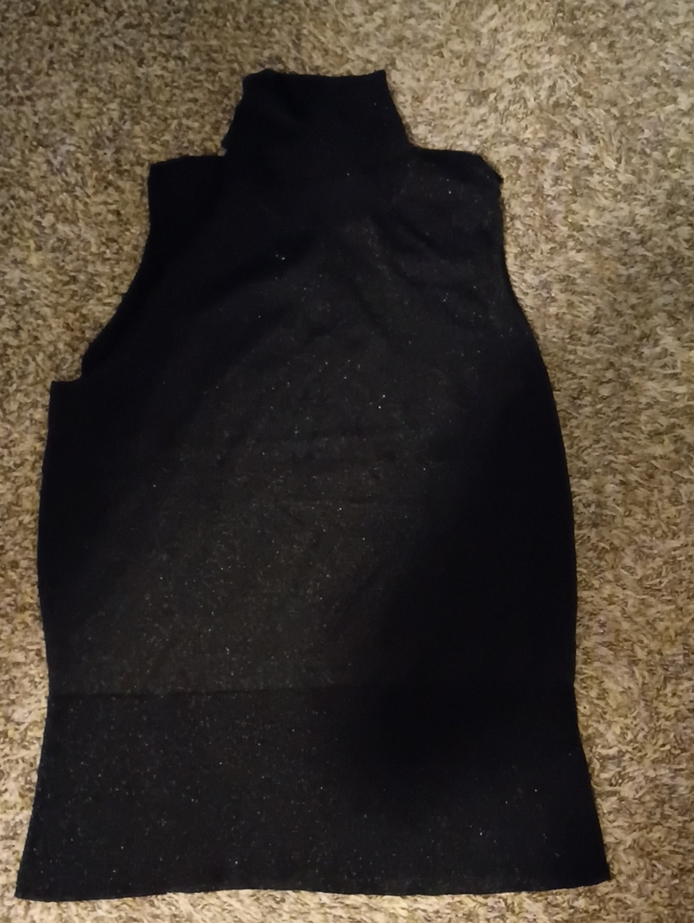 Josephine Chaus Black Sparkle Sleeveless Turtleneck Top Sz L